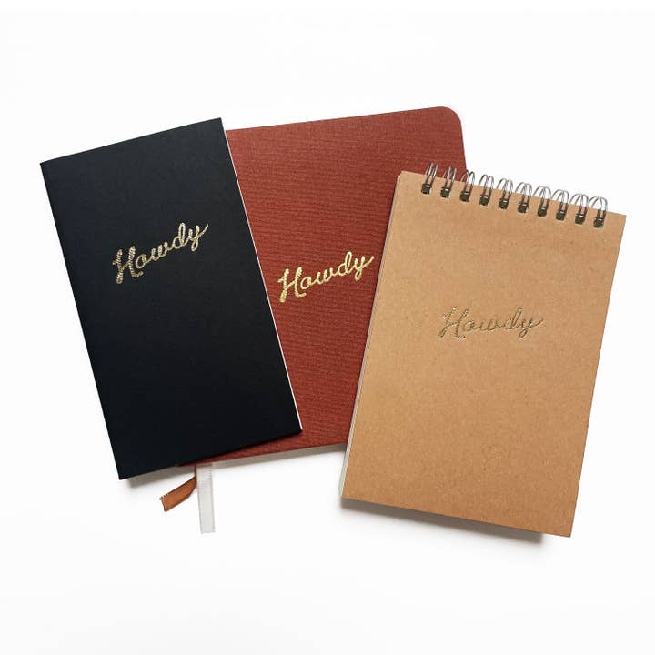 Studio Portmanteau - Wholesale Journal/Diary - Howdy Mini Saddle Stitch Notebook | Cute Western Journal