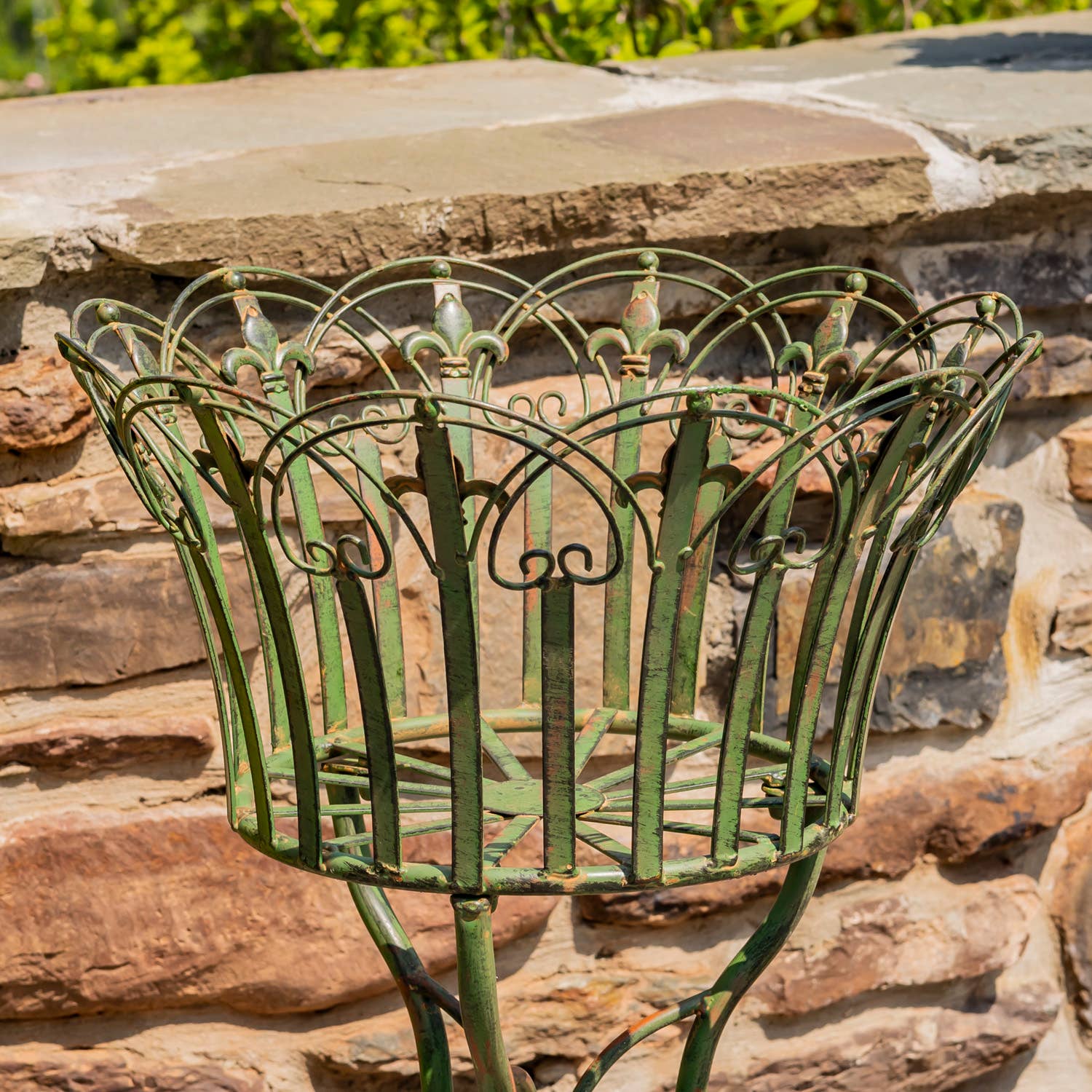 Zaer Ltd. International - Wholesale Plant Pot Stand - Standing Iron Pedestal Plant Stands in Green- 3 Sizes2
