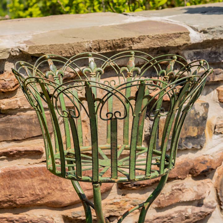 Zaer Ltd. International - Wholesale Plant Pot Stand - Standing Iron Pedestal Plant Stands in Green- 3 Sizes2