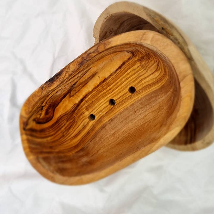 Olive Wood Soap Dish for wholesale by The Wild Nettle Co.