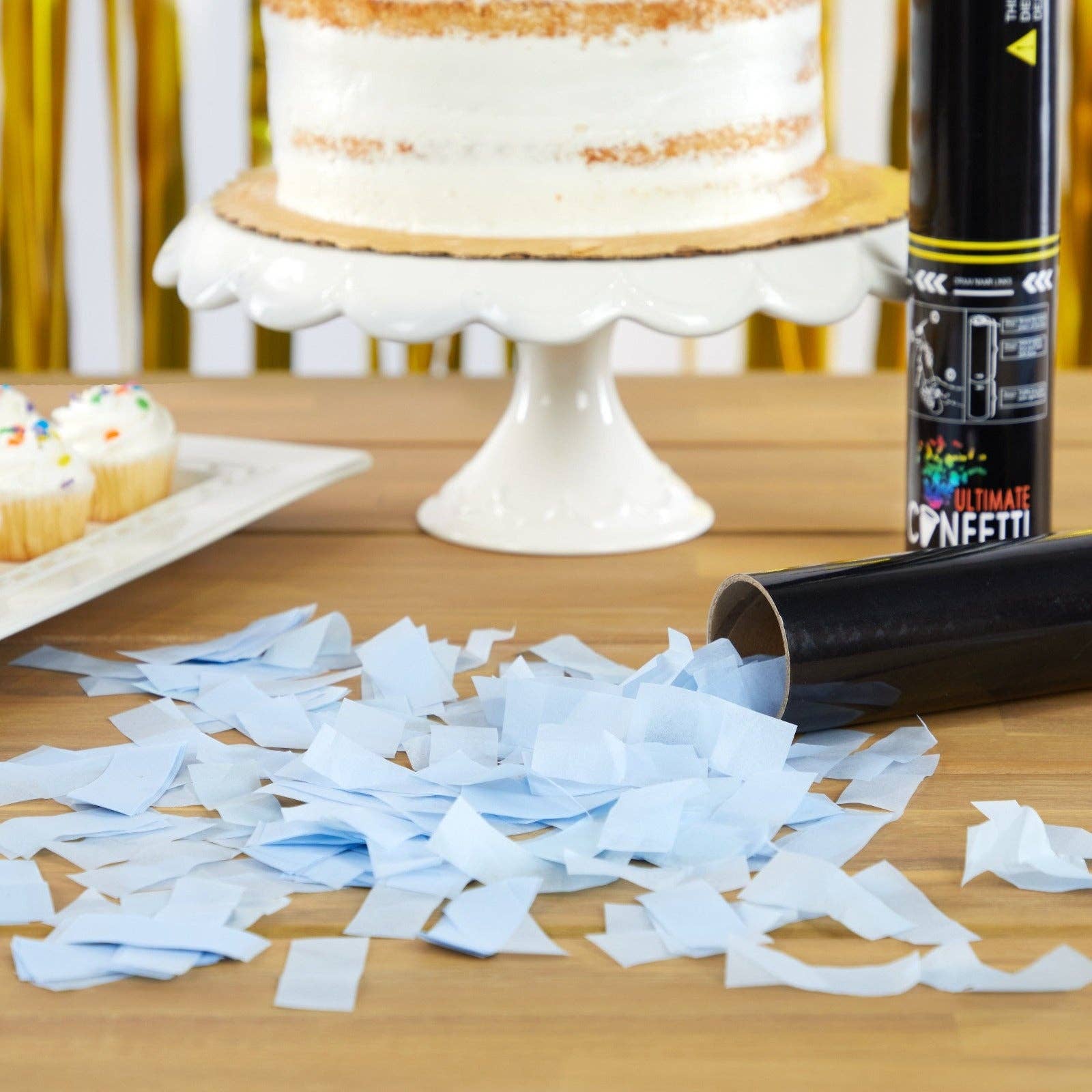 Ultimate Confetti – wholesale Party Popper – Babyblå könsavslöjande konfettikanon (12")4