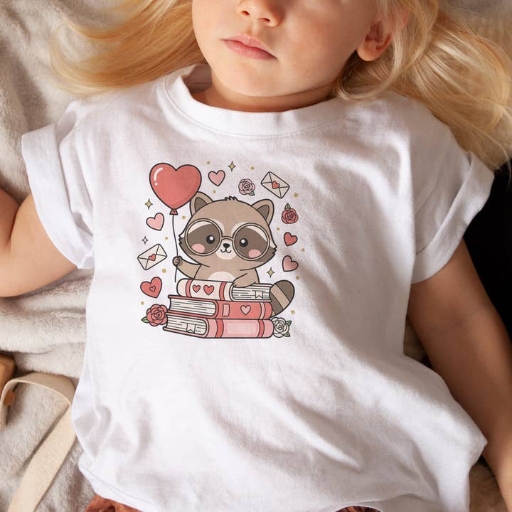 T-shirt Enfant et Jeune Raton Laveur de la Saint-Valentin pour la vente par Itsy Bitsy Bella Co