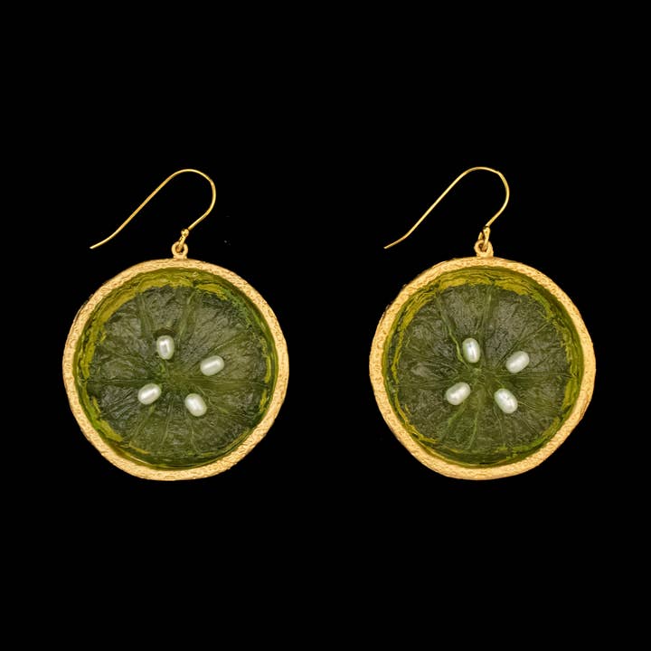 Citrus Lime Large Wire Earrings for wholesale by Michael Michaud