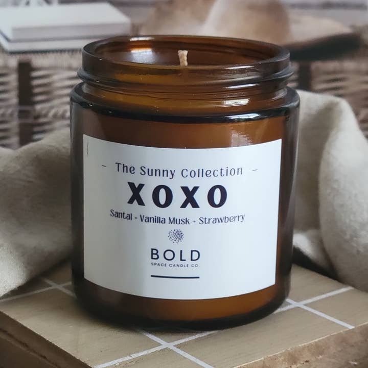 Bold Space Candle Co. - Wholesale Jar/Filled Candle - Vanilla + Black Santal + Berries - 3 oz. Amber Soy Candle0