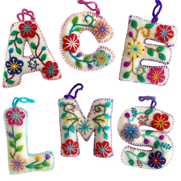 White Letter Ornament Bundle ACELMS, 6 Pack for wholesale by Ornaments 4 Orphans