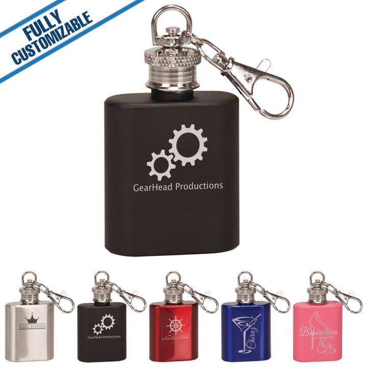 GiftWorksPlus - Wholesale Flask - 1Oz. Engraved Flask Keychain Fully Customizable5