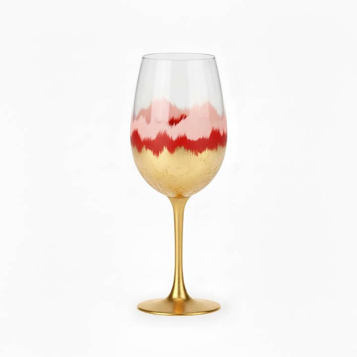 Abstract Metallic Valentines Day Stemmed Wine Glass for wholesale by Zim Designs