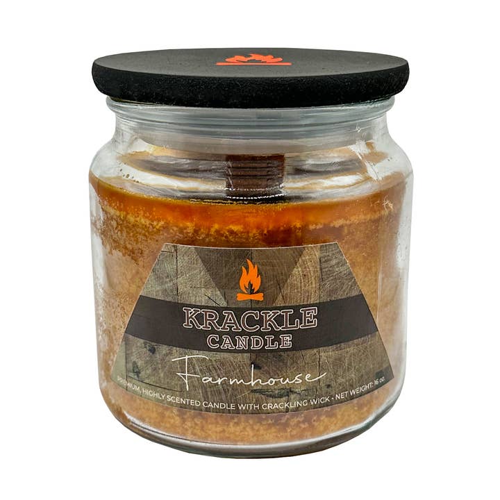 Krackle Candle - Wholesale Jar/Filled Candle - Farmhouse Krackle Candle - 16 oz0