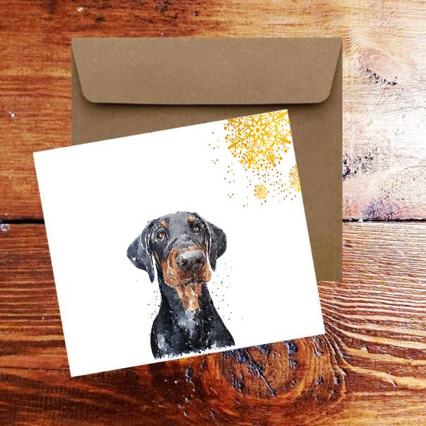 Doberman hälsning/julkort.Doberman kort för wholesale av edswatercolours