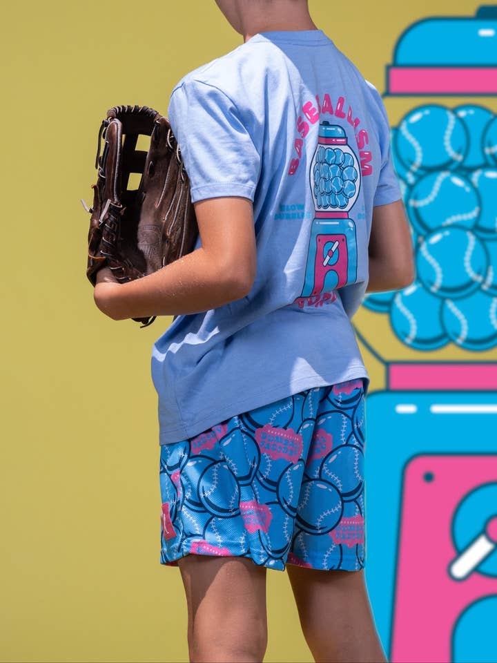Baseballism - Wholesale Shorts - Kids - Gumball Factory Diamond Air Mesh Shorts (Light Blue) - Youth5