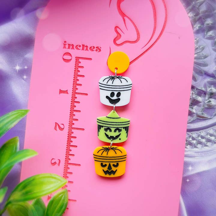 KGF Jewelry - Wholesale Dangle earrings - Halloween Buckets Handmade Acrylic Earrings & Keychains2
