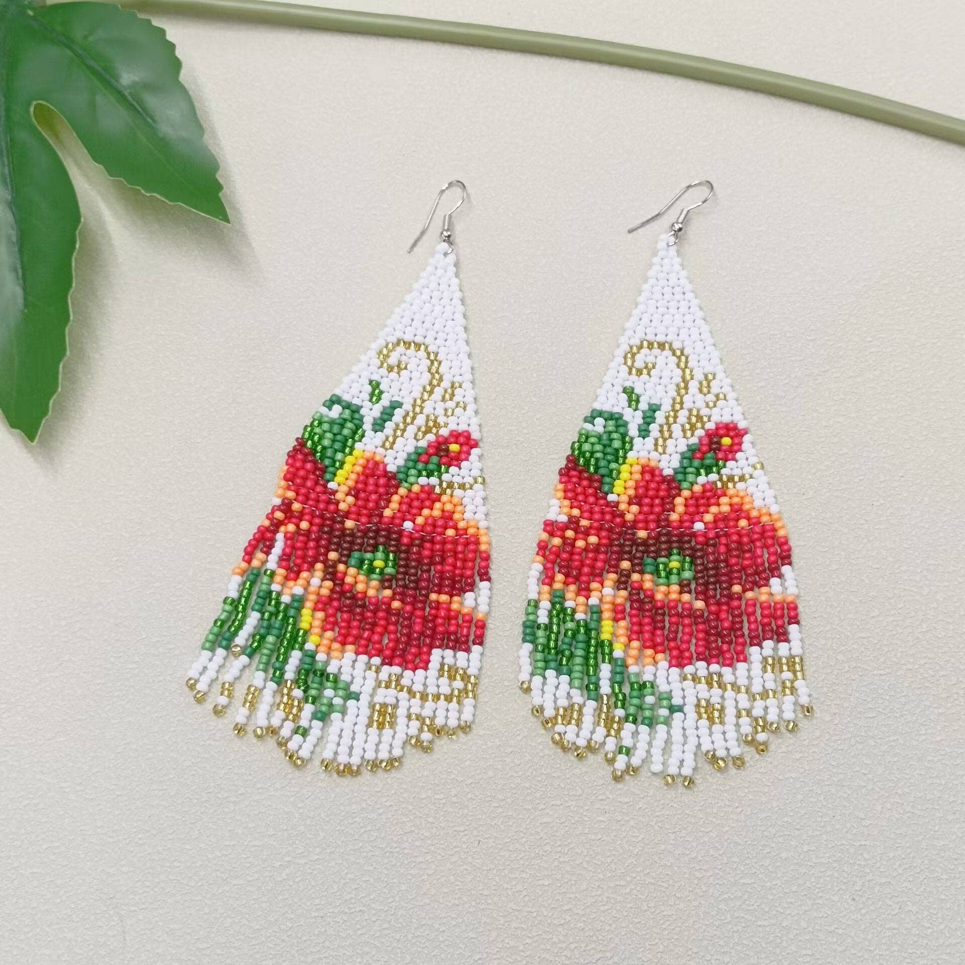 Mio Queena - Wholesale Tassel Earrings - Flower Boho Handmade Seed Beads Fringe Earrings - BJ/SB2