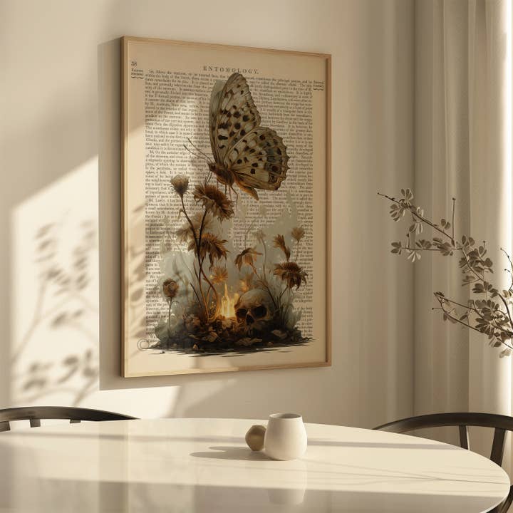 IuliiaArtPrints - Wholesale Art Print - Gothic Botanical Skull Print – Vintage Entomology Wall Decor6