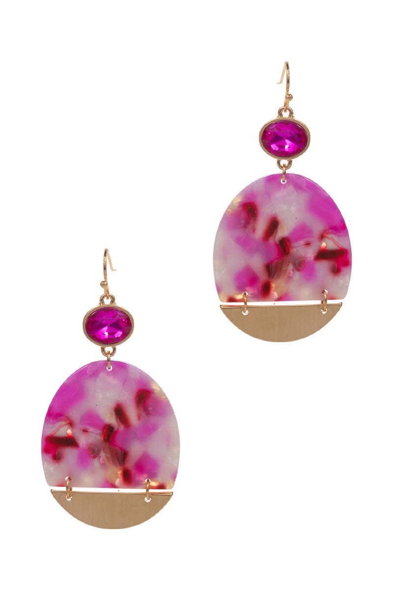 Designature New York - Wholesale Dangle Earrings - Oval Shaped Acetate With Glass Hook Earrings1