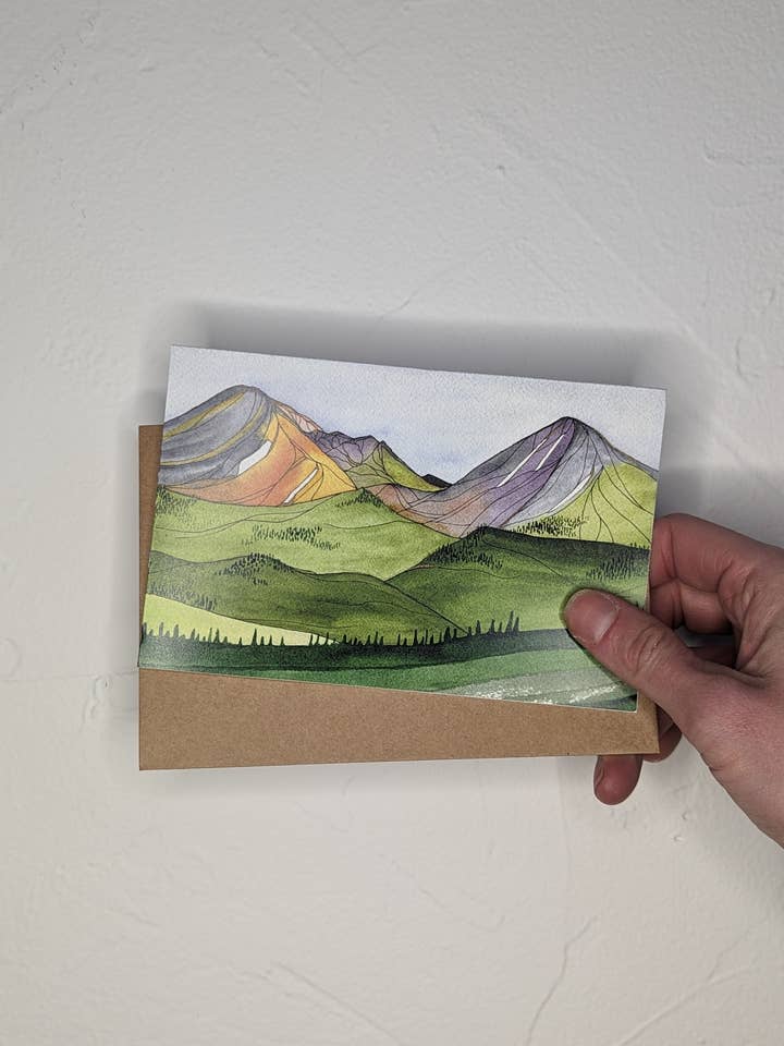 Carte de vœux Mount Baldy et Mount Guyot pour la vente par Erika Donaghy Creative Studio