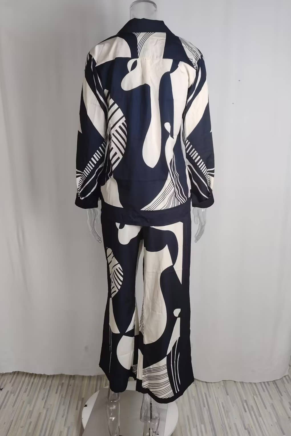 Rosa Clothing - Wholesale Lounge Set - Women's - Printed Long-Sleeved Shirt Straight-Leg Pants Lounge Set7