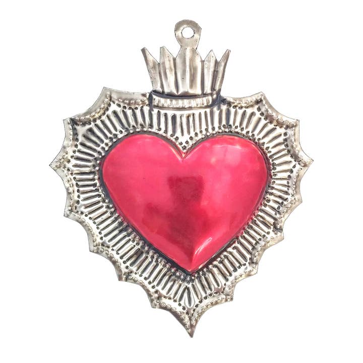 Klassieke rode tinnen hartornament voor wholesale door Sedona Spirit