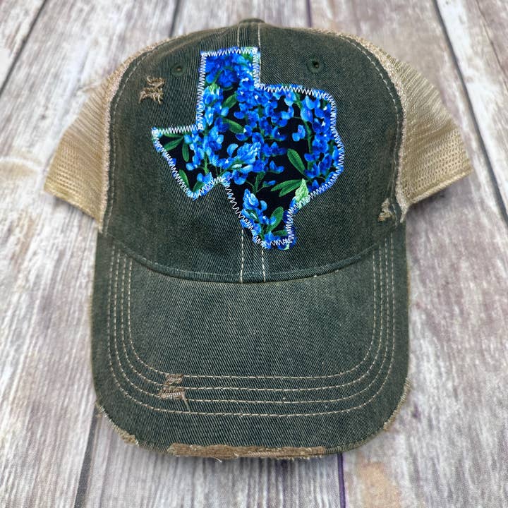 Sweet Texas Treasures - Wholesale Trucker Hat - Unisex - Bluebonnet Dirty Trucker Hat4