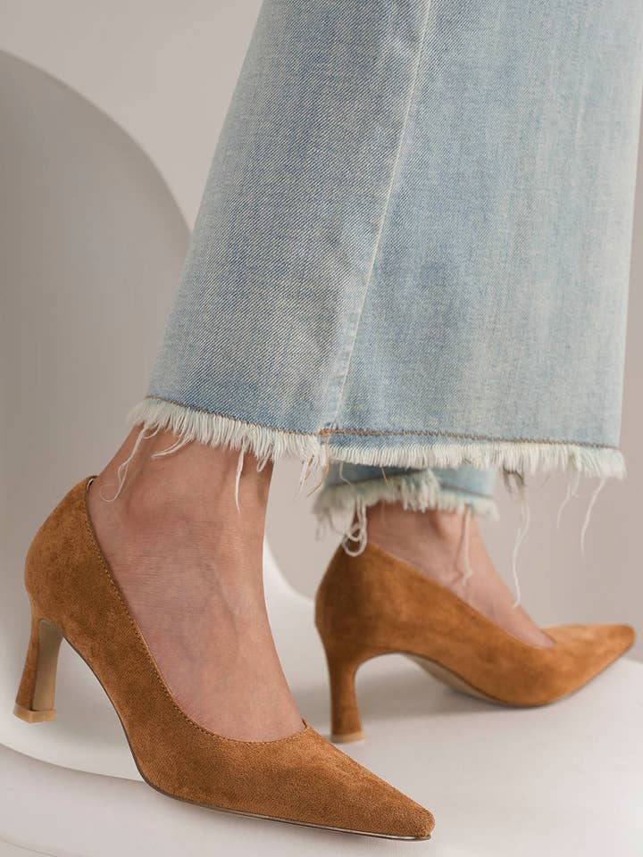 TRINEE-05 POINTED-TOE FAUX SUEDE CLASSIC PUMP HEEL for wholesale by CCOCCI