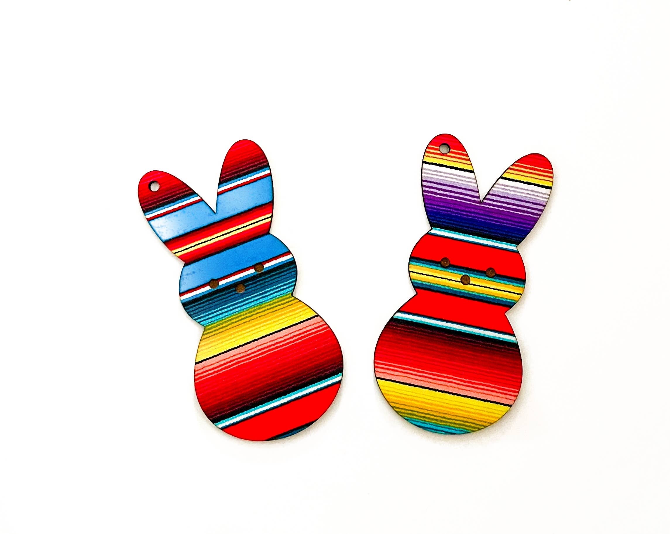 Nice Cosas - Wholesale Ornament - Nice Cosas Serape Fabric and Wood Bunny Ornament Tag3