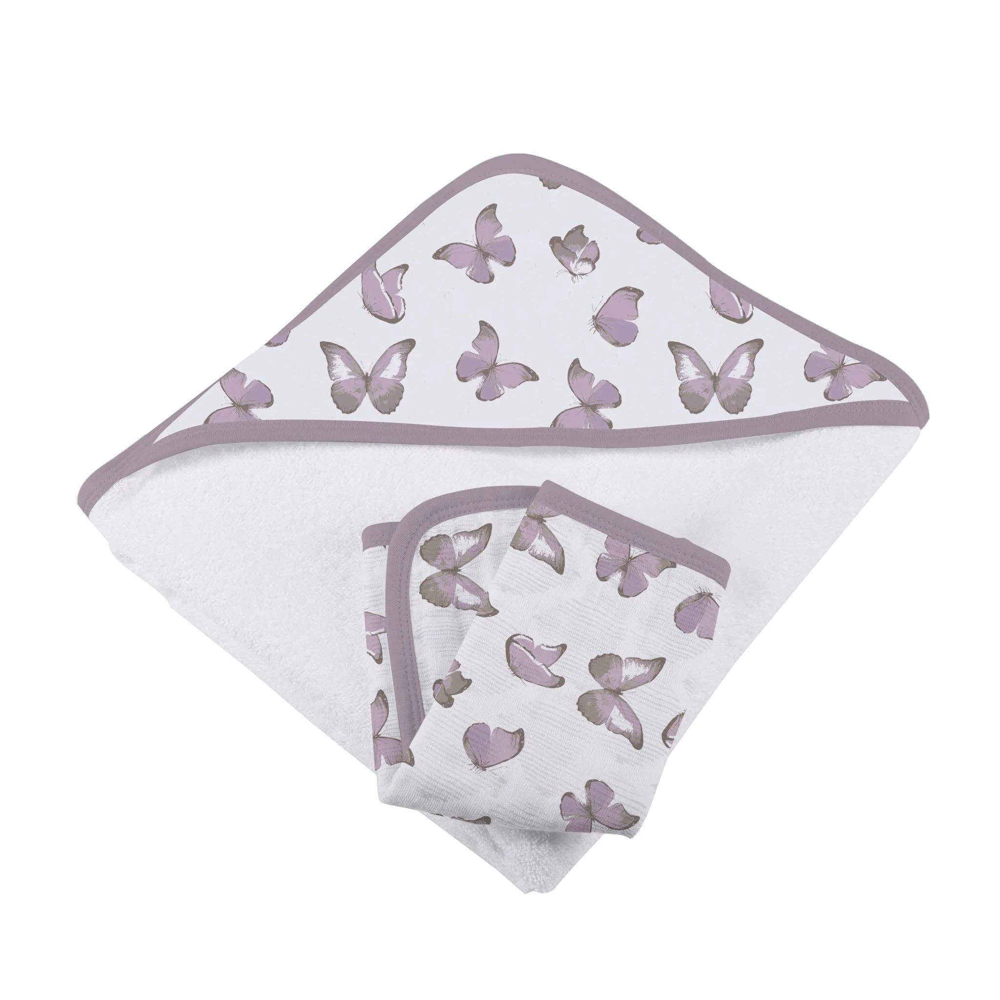 Newcastle Classics - Wholesale Towel Set - Winsome Butterflies Cotton Hooded Towel and Washcloth Set4