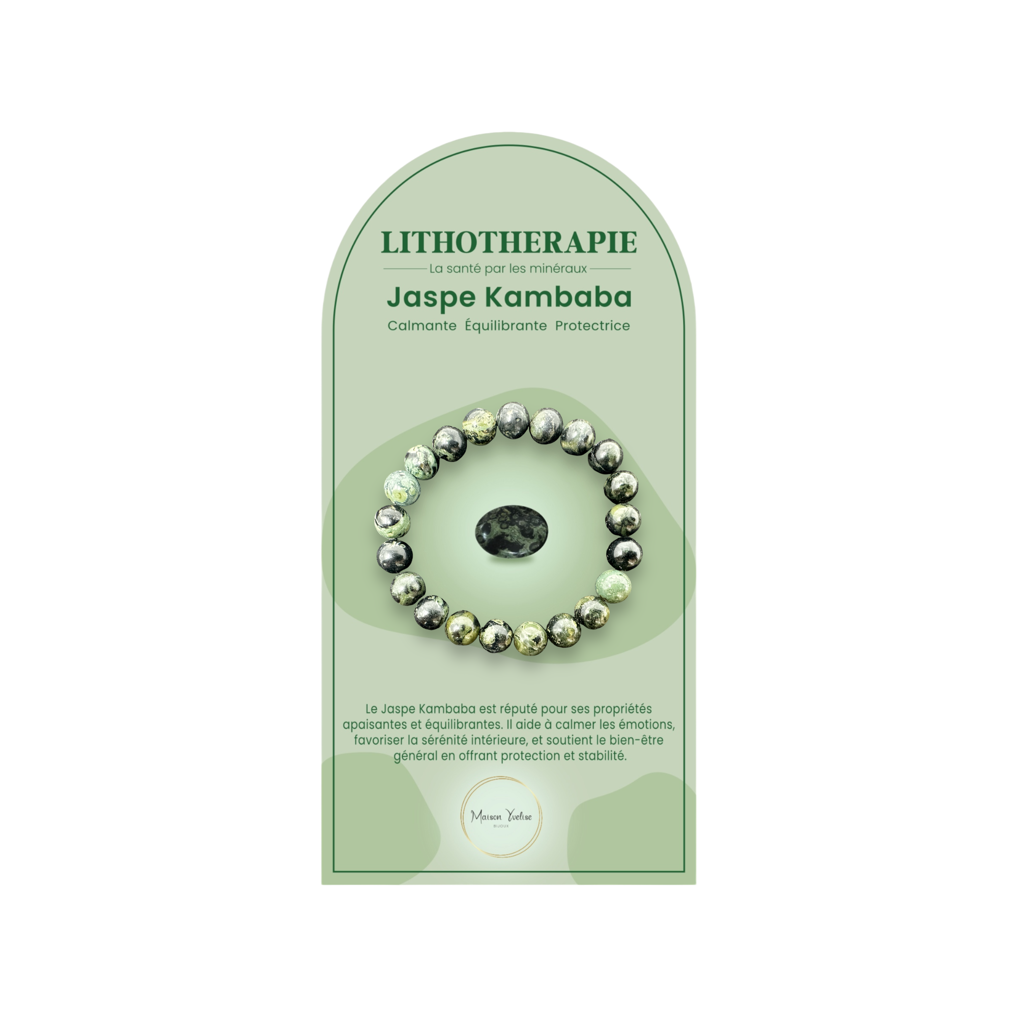 Maison Yvelise - Wholesale Prayer Beads Bracelet - Kambaba Jaspe Natural Stone Bracelet (Green)0