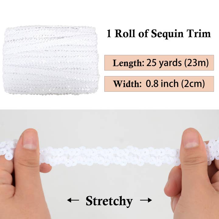 AK Brand - Wholesale Ribbon – Gift wrapping - Elastic Sequin Trim 0.8 Inch Glitter Paillette Ribbon10