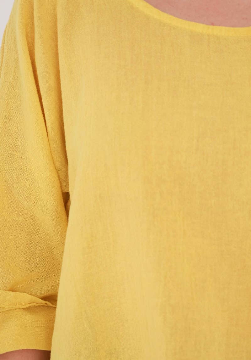 LINEN & COTTON HOUSE – Engroshandel T-shirt – til kvinder – Crop-top i bomuld og hør, bedst sælgende model 101138