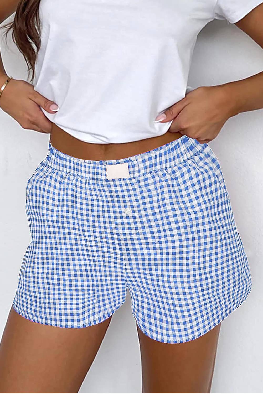LiveFashionWay - Wholesale Shorts - Women's - Gingham Printed High Waist Shorts2