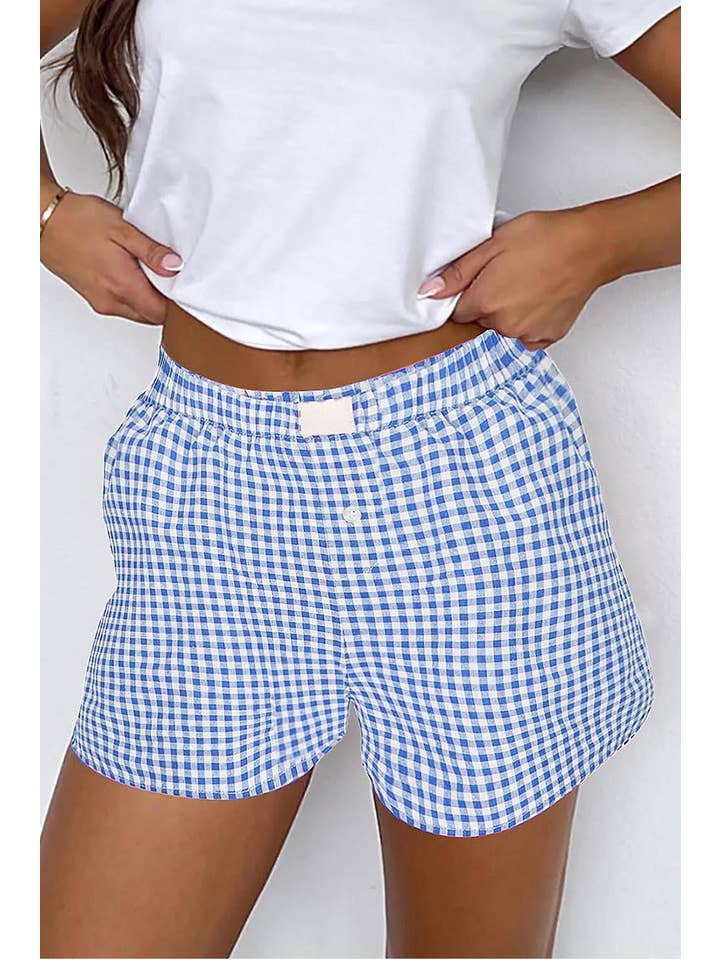 LiveFashionWay - Wholesale Shorts - Women's - Gingham Printed High Waist Shorts2