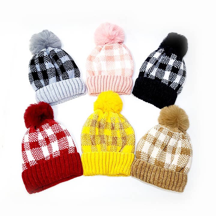 Fur Lined Pompom Knitted Beanie for wholesale by Funteze