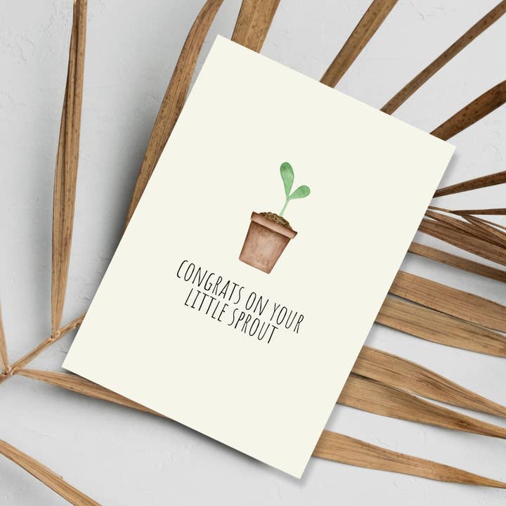 Congrats Little Sprout Plant Baby Card | Premium 5x7 for wholesale by JoeyPrints
