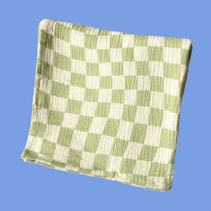 Golden Child - Wholesale Swaddle - Baby - Checked Organic Cotton Baby Swaddle - Lime