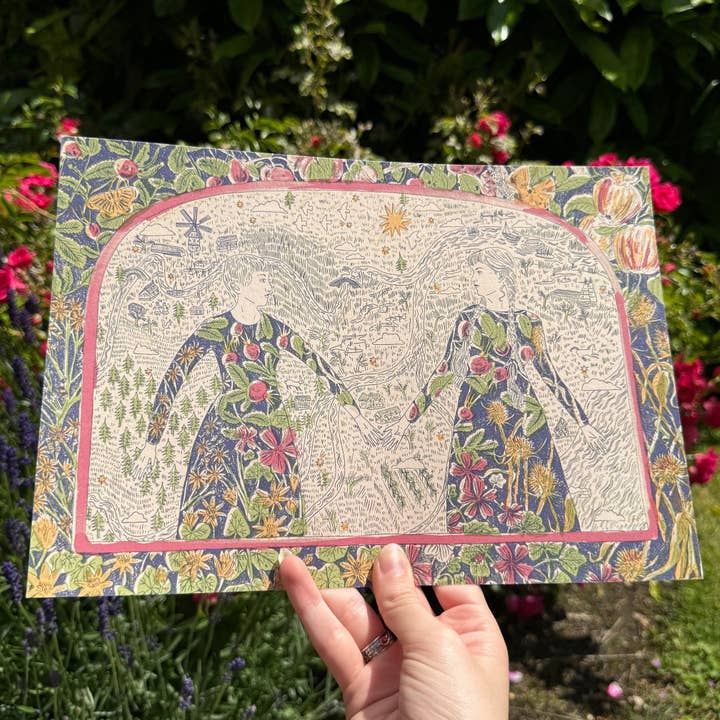 Tulips and Heather - Wholesale Art Print - Lesbian Archway Folk Art A4 Print4