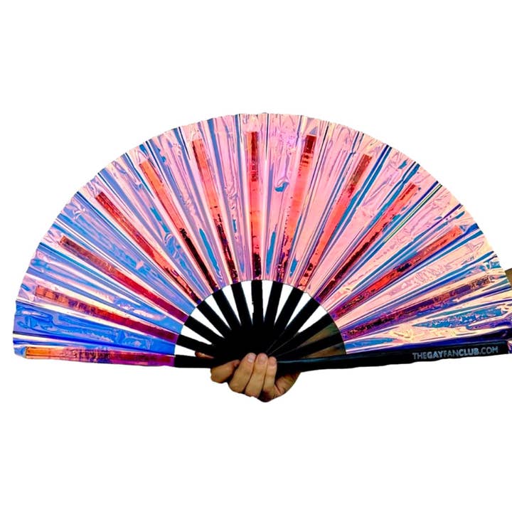 The Gay Fan Club - Wholesale Handheld Folding Fan - Iridescent Holographic Hand Fan5