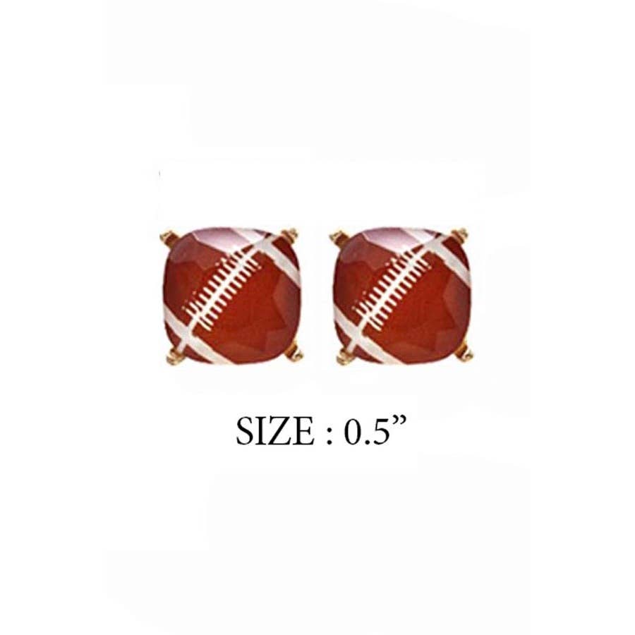 JHP Collection - Wholesale Stud/Post Earrings - RECTANGULAR SHAPE SPORTS BALL STUD EARRINGS7