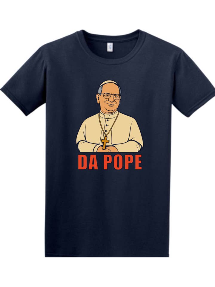 Navy DA POPE - Pope Leo XIV Adult T-Shirt for wholesale on Faire