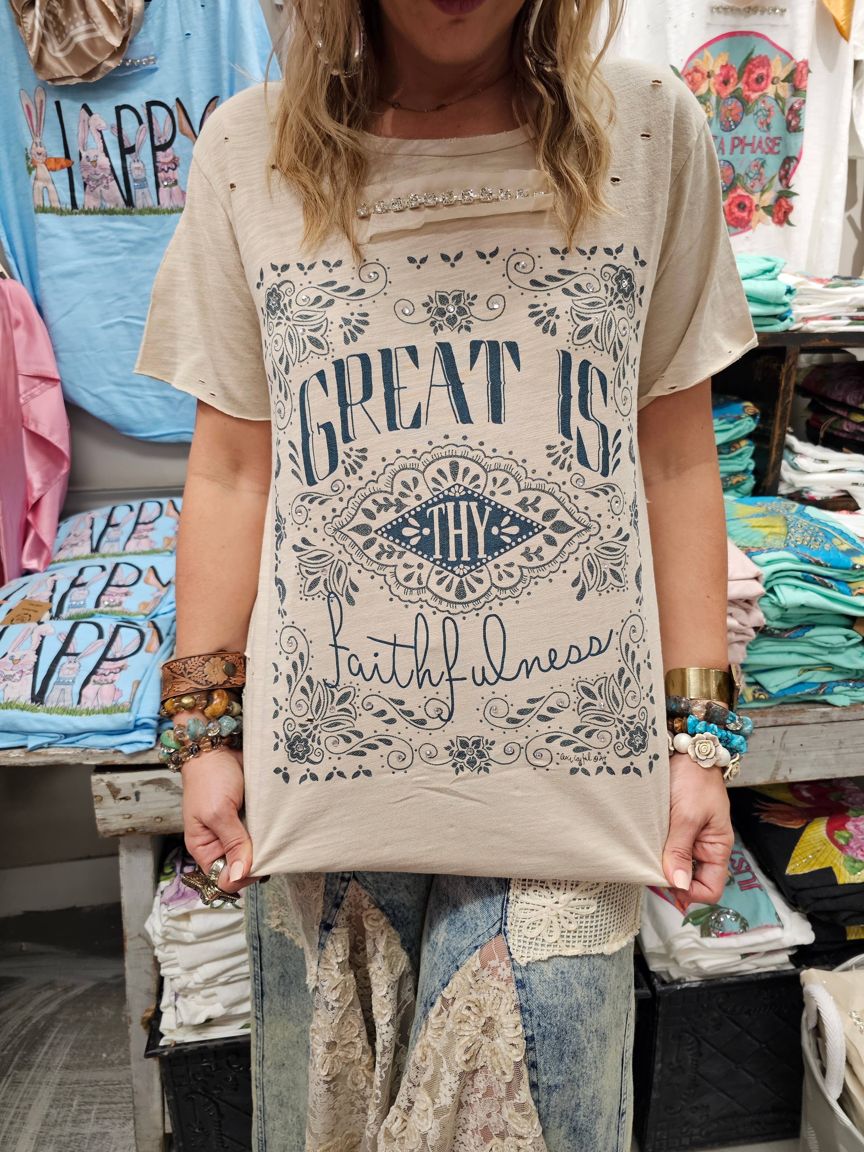 A Rare Bird Shop - Wholesale Screen Printed T-Shirt - Women's - Great is Thy faithfulness Shirt4