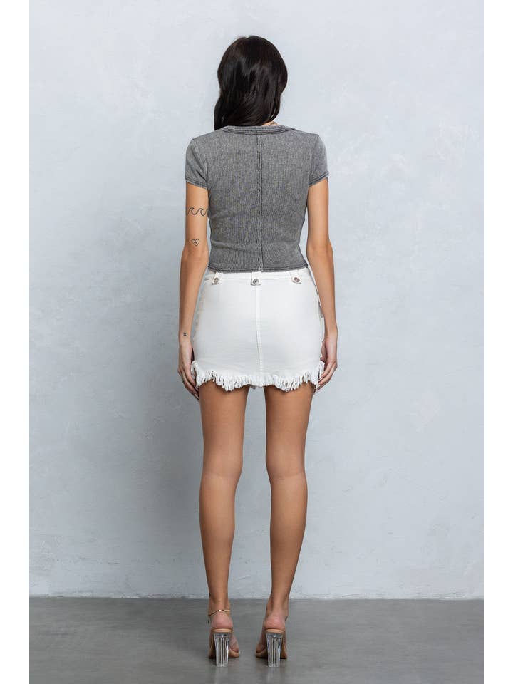 No Vacancy - Wholesale Knit top – Women's - Washed rib deep u-neck crop top3