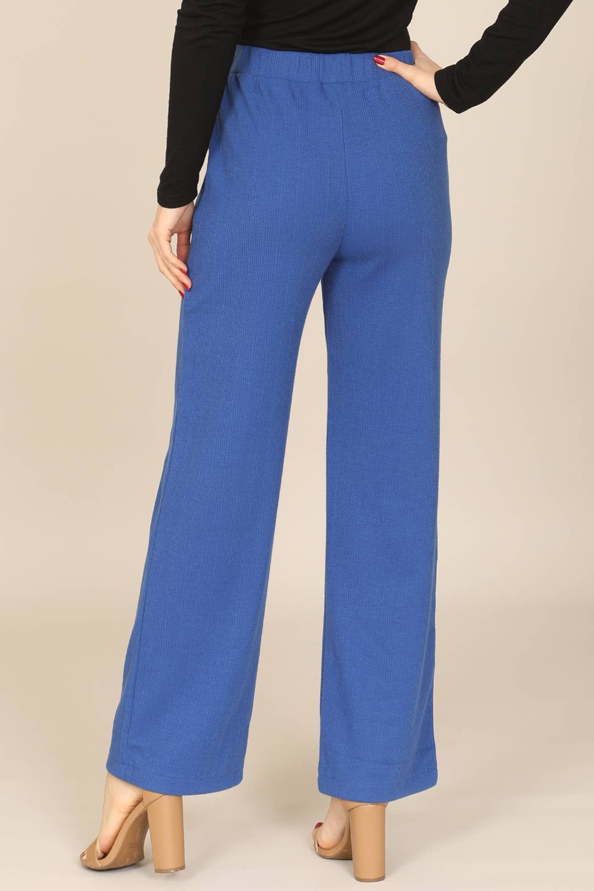 MYS Wholesale Inc - Wholesale Pants - Women's - Wide-Leg High-Waist Black Knit Pants3