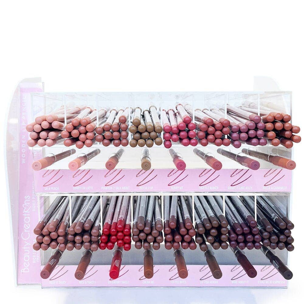 Walana Beauty - Wholesale Lipstick - WOODEN LIP PENCIL 16 COLORS DISPLAY SET + FREE TESTERS1