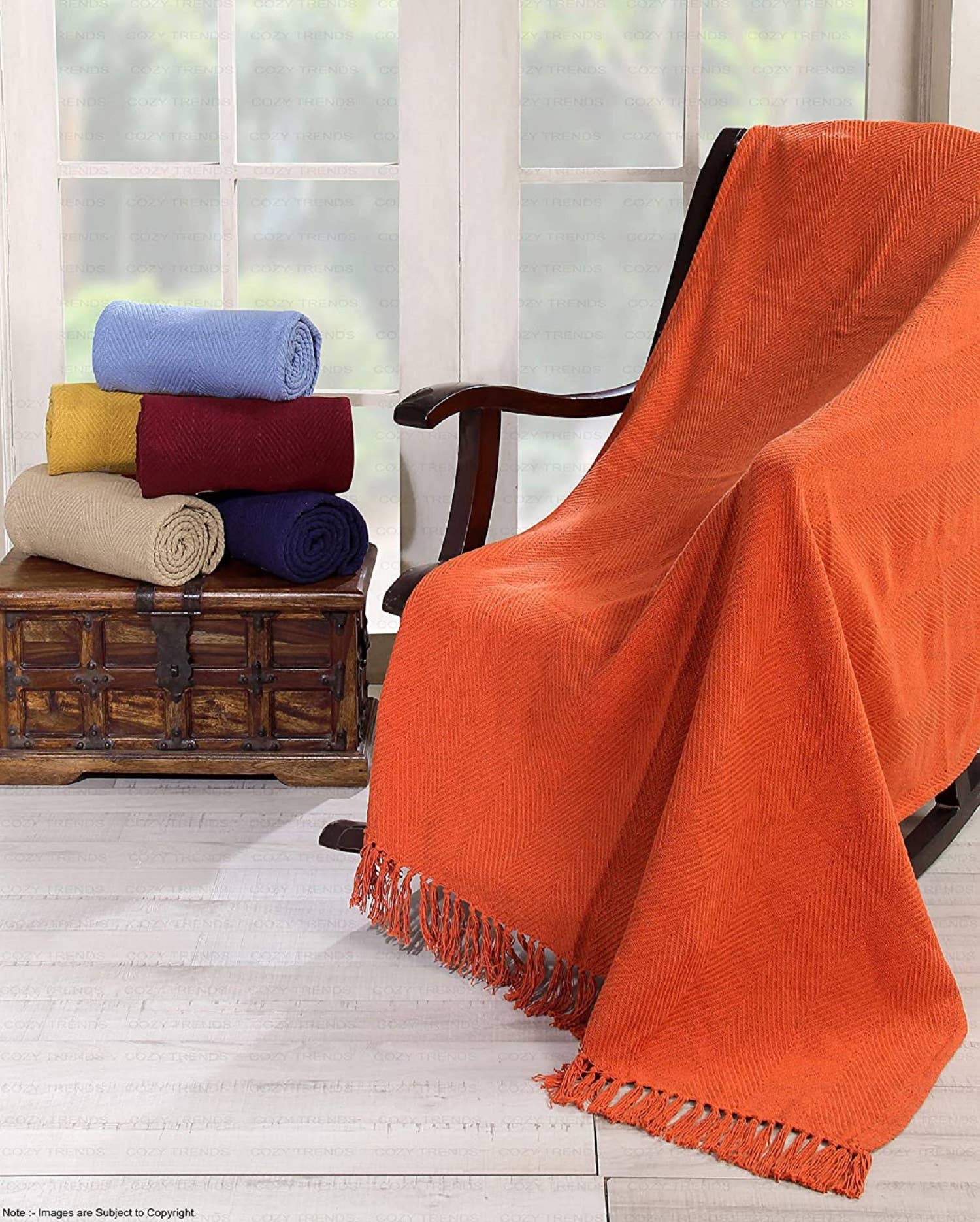 COZY HOMES COLLECTION - Wholesale Throw Blanket - Handwoven Cotton All Season Throw Blankets Chevron Set of 216