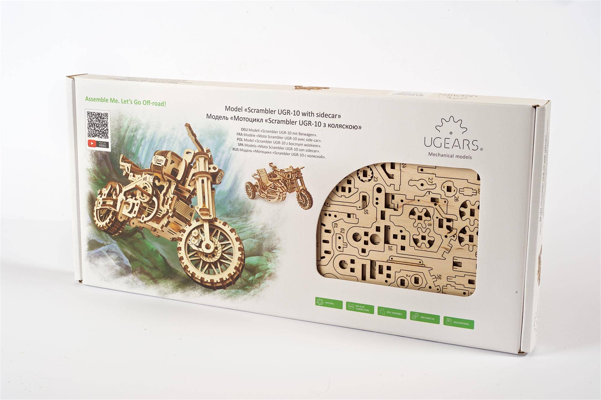Ukidz LLC - Wholesale DIY Craft Kit - UGears Motorcycle Scrambler UGR-10 -Wooden 3D Puzzles - DIY8