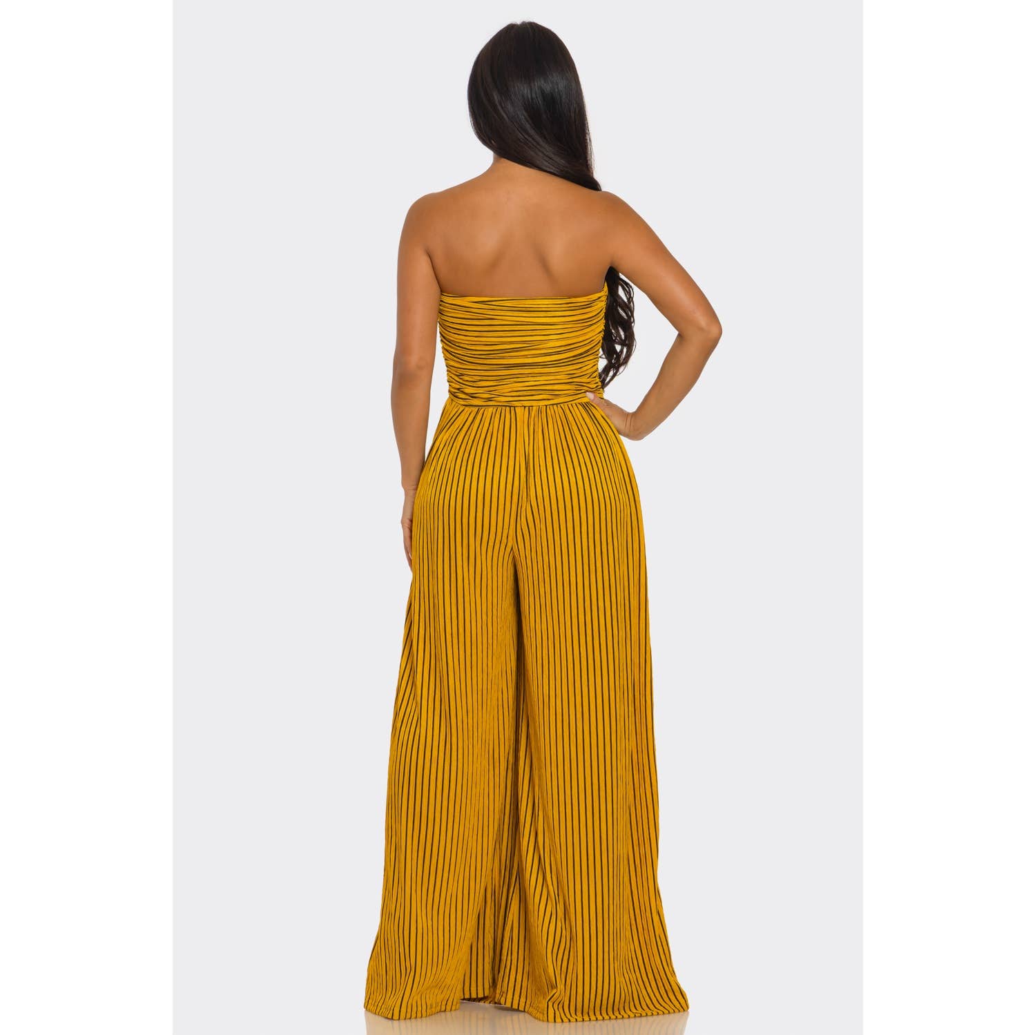ITSSY - Wholesale Jumpsuit - Women's - Striped Strapless Pleated Wide Leg Jumpsuit16