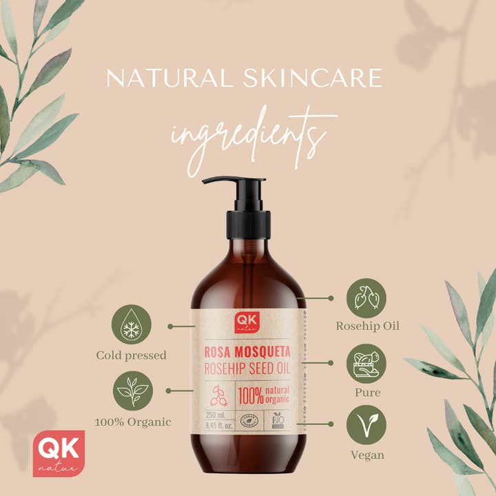 Qknatur - Wholesale Healing Salve/Balm/Cream - ROSEHIP OIL 250 ml for Scars and Stretch Marks1