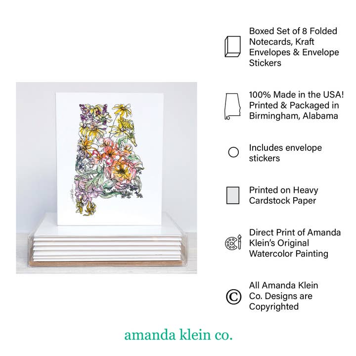 Amanda Klein Co. - Wholesale Briefpapier/indexkaartenset - Briefpapierset met rode wijn en bloemen voor briefpapier