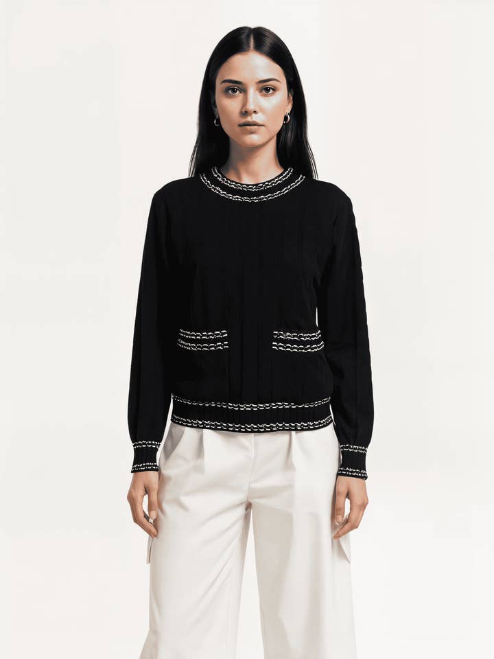 Zopfpullover für Damen mit Rändern - YF202 für den Großhandel von BanBat