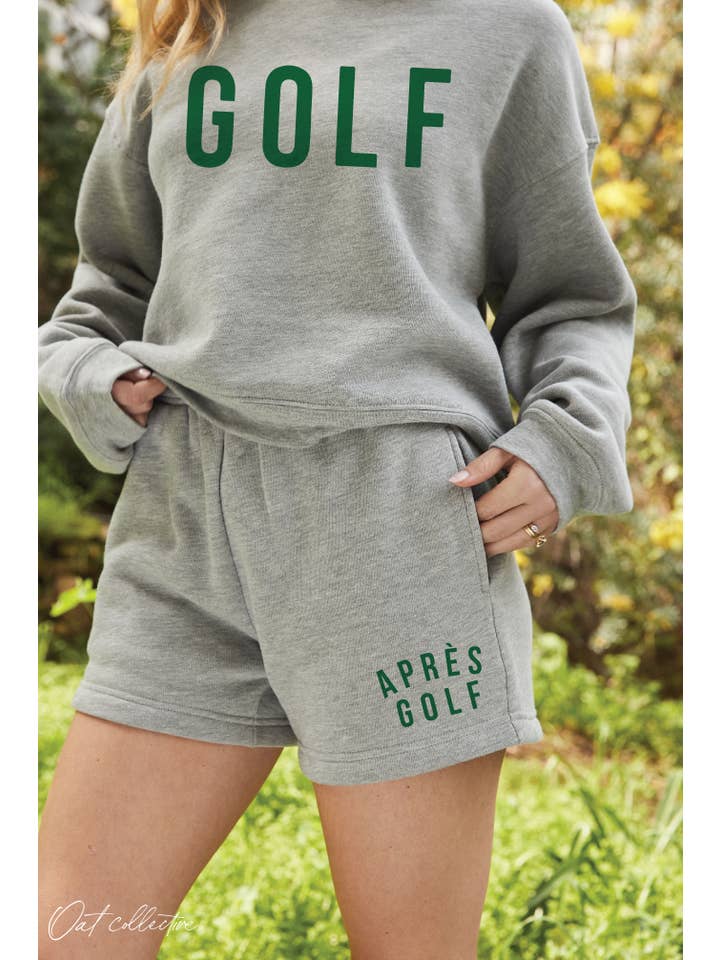 OAT COLLECTIVE - Wholesale Graphic Sweatshirt - Women's - GOLF Mid length Cropped Graphic Fleece Pullover Relaxed Fit.