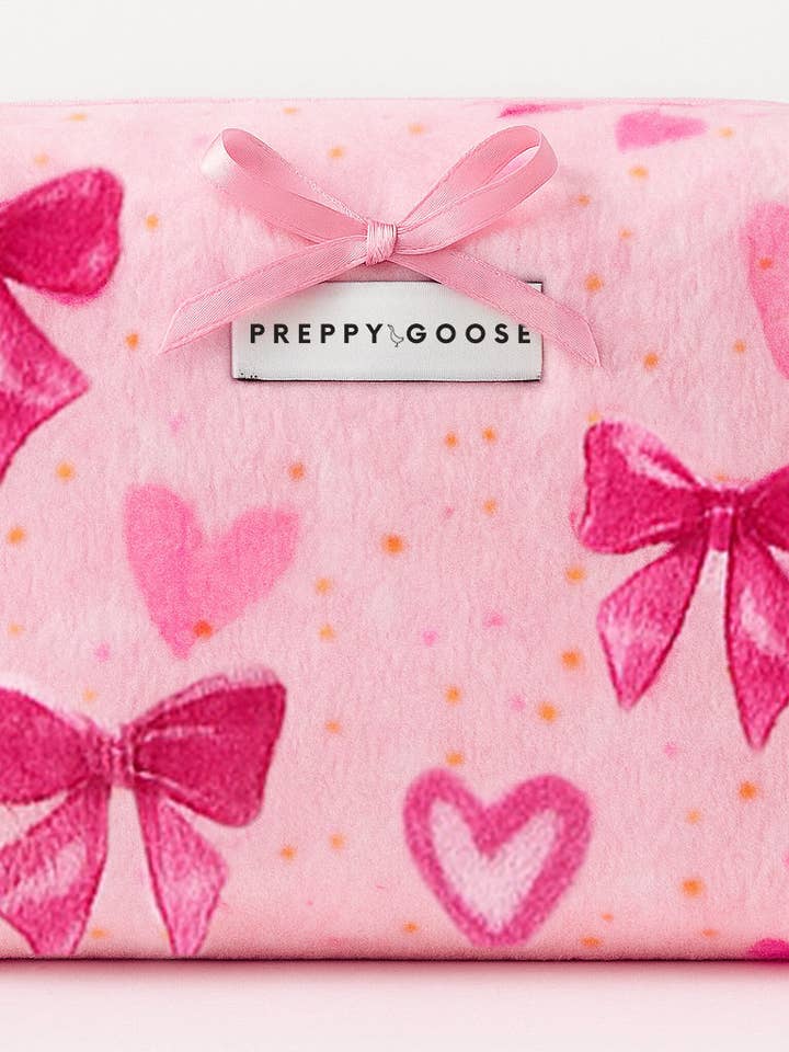 Plush Bow Print Pouch for wholesale by Limeapple