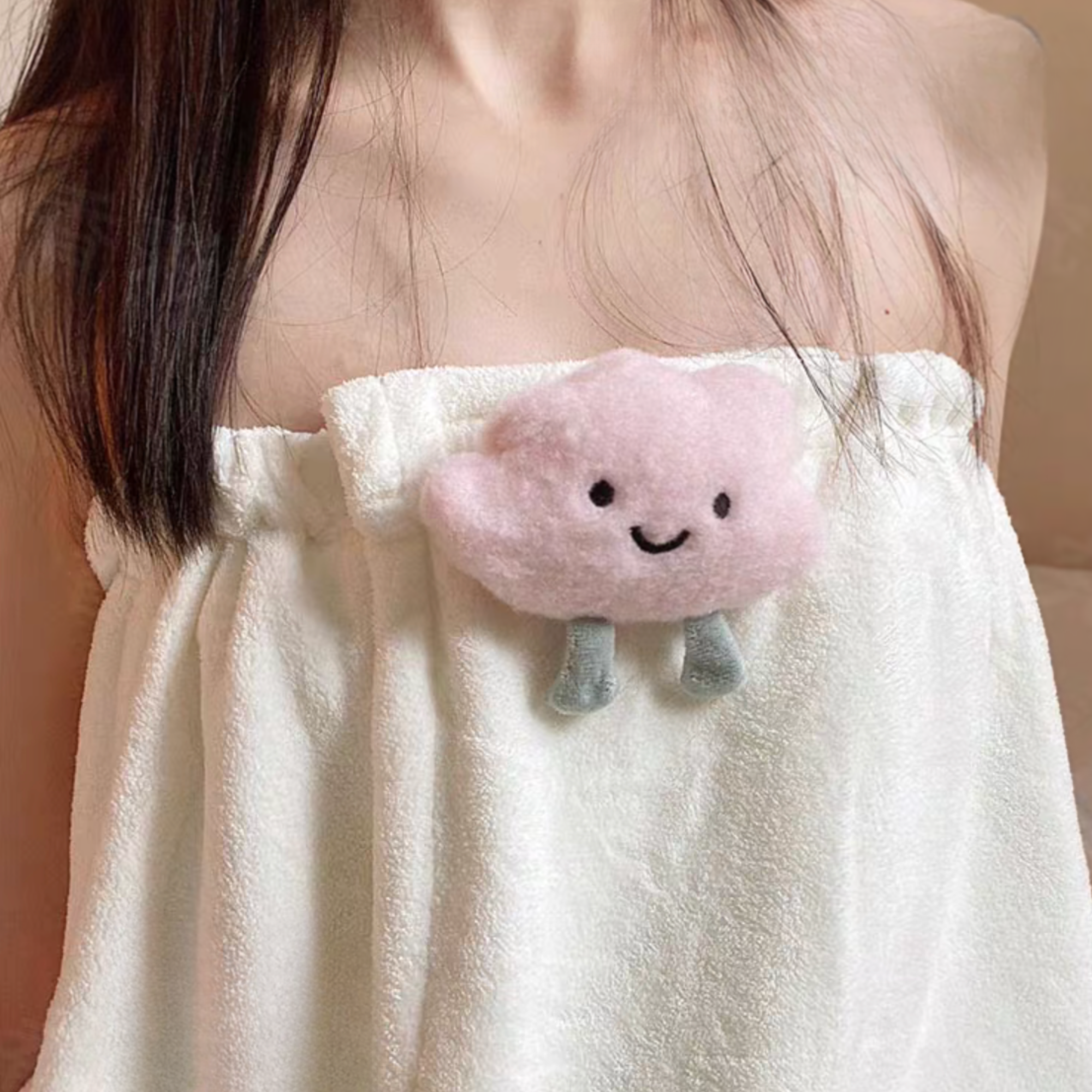 DrifWoo – wholesale Bath towel – Microfiber Body Wrap Hair Wrap Set with Fluffy Accents Cute 3